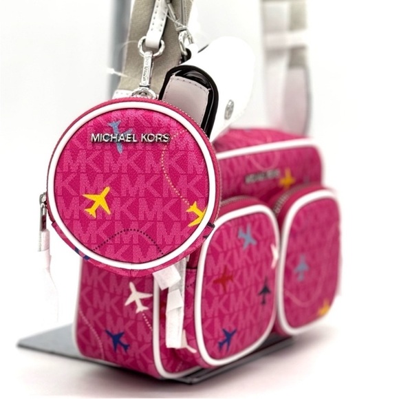 Michael Kors Jet Set Signature Logo Crossbody Bag w Case for Apple AirPods Pro - Picture 4 of 12